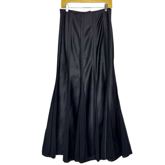 Vtg Tadashi Satin Sheer Maxi Skirt Size 10 Formal Flare Bottom Goth Vamp Witchy - Picture 1 of 11